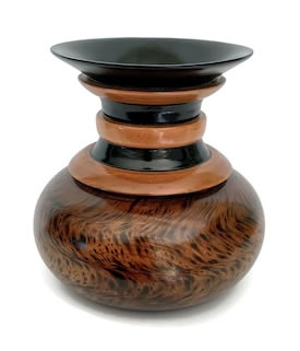 Tri Ring Globe Wooden Vase